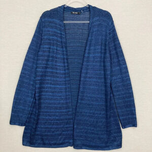 NIC+ZOE Navy Striped Open Front Casual Comfy Long Cardigan size XL